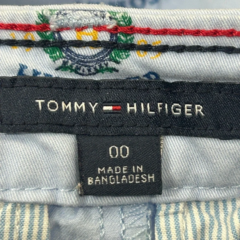 Tommy Hilfiger Womens Preppy Old Money Logo Embroidered Chino Shorts Blue 00